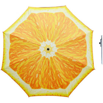 Parasol - Sinaasappel fruit - D160 cm - incl. draagtas - parasolharing - 49 cm - Parasols