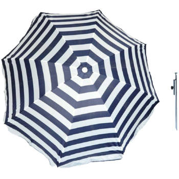 Parasol - Blauw/wit - D140 cm - incl. draagtas - parasolharing - 49 cm - Parasols