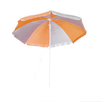 Parasol - oranje/wit - D120 cm - UV-bescherming - incl. draagtas - Parasols