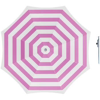 Parasol - Fuchsia/wit - D160 cm - incl. draagtas - parasolharing - 49 cm - Parasols