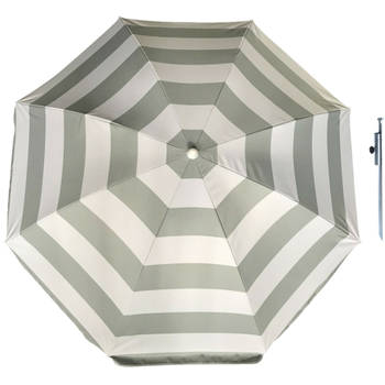 Parasol - Zilver/wit - D140 cm - incl. draagtas - parasolharing - 49 cm - Parasols