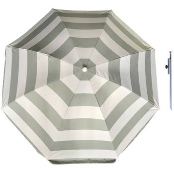 Parasol - Zilver/wit - D180 cm - incl. draagtas - parasolharing - 49 cm - Parasols