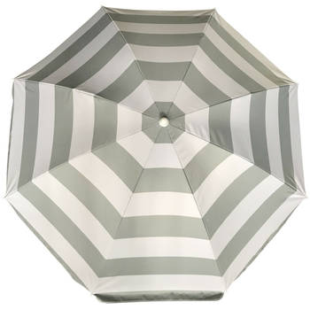 Parasol - zilver/wit - gestreept - D200 cm - UV-bescherming - incl. draagtas - Parasols
