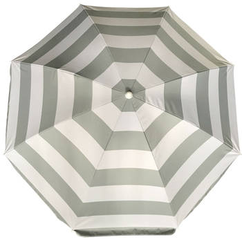 Parasol - zilver/wit - gestreept - D180 cm - UV-bescherming - incl. draagtas - Parasols