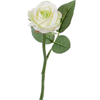Top Art Kunstbloem roos Nina - wit - 27 cm - kunststof steel - decoratie bloemen - Kunstbloemen