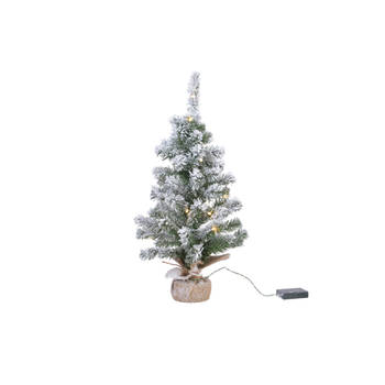 Besneeuwde miniboompjes/kunst kerstbomen met licht 45 cm - Kunstkerstboom
