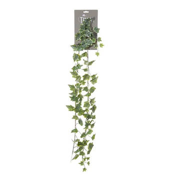 Louis Maes kunstplant blaadjes slinger Klimop/hedera - groen/wit - 180 cm - Kunstplanten