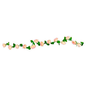 Chaks Rozen bloemenslinger - kunstplant/bloem - roze - 220 cm - Kunstplanten