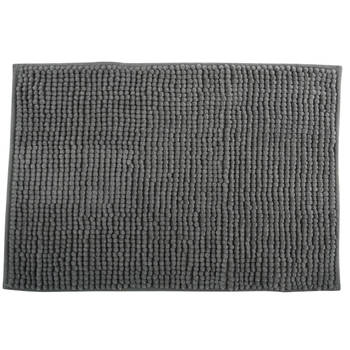 MSV Badkamerkleed/badmat voor op de vloer - grijs - 60 x 90 cm - Microvezel - Badmatjes