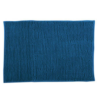 MSV Badkamerkleed/badmat voor op de vloer - petrol blauw - 40 x 60 cm - Microvezel - Badmatjes