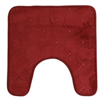 Urban Living Badkamerkleedje/wc badmat tapijt - memory foam - donkerrood - 49 x 49 cm - Badmatjes