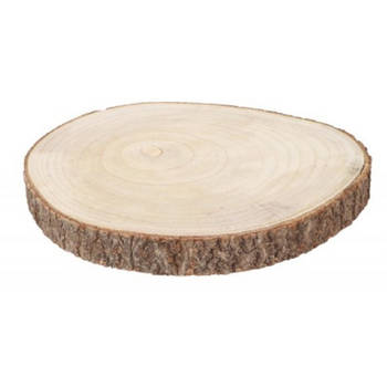 Chaks Kaarsenplateau boomschijf met schors - hout - D34 x H4 cm - rond - Kaarsenplateaus