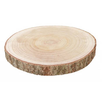 Chaks Kaarsenplateau boomschijf met schors - hout - D38 x H4 cm - rond - Kaarsenplateaus