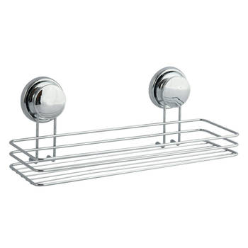 MSV doucherek - zilver - 38 x 15 cm - metaal - Douche- en badrekjes