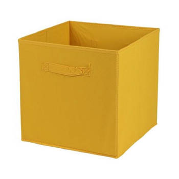 Urban Living Opbergmand/kastmand Square Box - karton/kunststof - 29 liter - oker geel - 31 x 31 x 31 cm - Opbergmanden