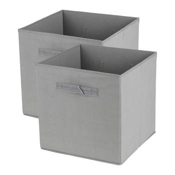 Urban Living Opbergmand/kastmand Square Box - 2x - karton/kunststof - 29 liter - betongrijs - 31 x 31 x 31 cm - Opbergma