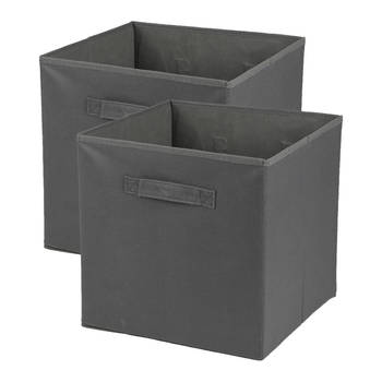 Urban Living Opbergmand/kastmand Square Box - 2x - karton/kunststof - 29 liter - titanium grijs - 31 x 31 x 31 cm - Opbe
