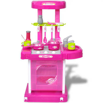 The Living Store Speelgoedkeuken - Roze - 46 x 28.5 x 65.5 cm - Met licht- en geluidseffecten