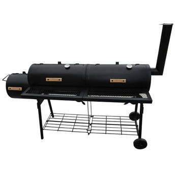 The Living Store Rookoven Nevada - BBQ en rookoven voor grillen - roken en roosteren - Met vuurbox en 2 rookkamers -