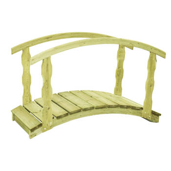 The Living Store Houten Tuinbrug - B-stock - 170 x 74 x 105 cm - Grenenhout - Met Leuningen