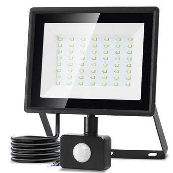 Aigostar 10LI2 - LED Schijnwerper 50W met sensor - IP65 Waterdicht - 6500K - Floodlight - Bouwlamp - Zwart