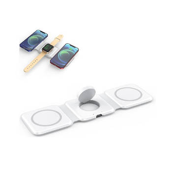 iBello draadloze oplader multifunctionele oplaadstandaard voor iPhone, iWatch en AirPods 3-in-1 wit