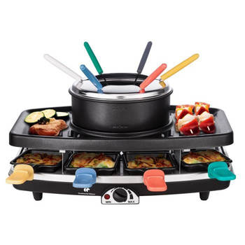 CONTINENTAL Edison FD12881 Raclette en Fondue 8 People - Black