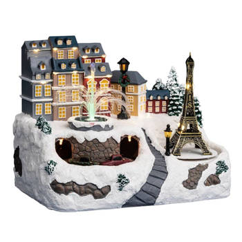 Fééric Lights and Christmas - Verlicht kerstdorp "Eiffeltoren met fontein" met animatie