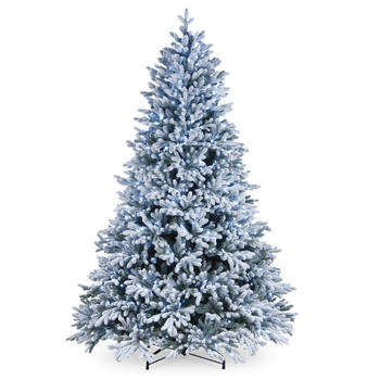 Snowy Hamilton kunstkerstboom - 183 cm - groen - Ø 152 cm - 2.585 tips - 350 ledlampjes - besneeuwd - metalen voet