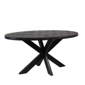 Giga Meubel - Eettafel Ovaal - Zwart - 160cm - Mangohout - Eettafel Juda