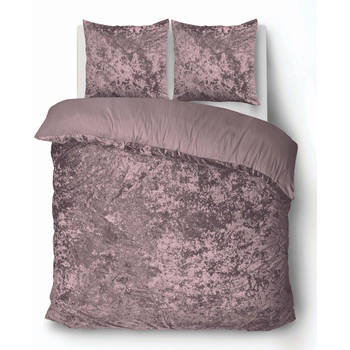 iSleep Dekbedovertrek Crushed Velvet - Roze - 2-Persoons 200x200/220 cm