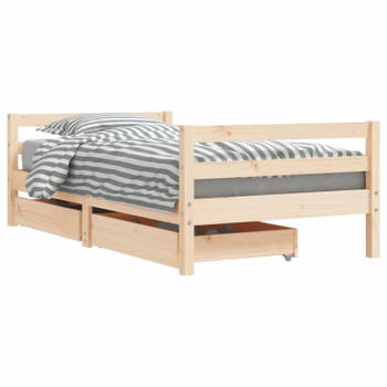 vidaXL Kinderbedframe met lades 80x160 cm massief grenenhout