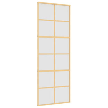 vidaXL Schuifdeur 76x205 cm mat ESG-glas en aluminium goudkleurig