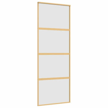 vidaXL Schuifdeur 76x205 cm mat ESG-glas en aluminium goudkleurig