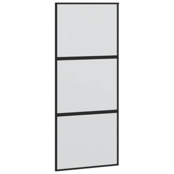 vidaXL Schuifdeur 90x205 cm gehard glas en aluminium zwart