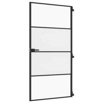 vidaXL Binnendeur smal 102,5x201,5 cm gehard glas en aluminium zwart