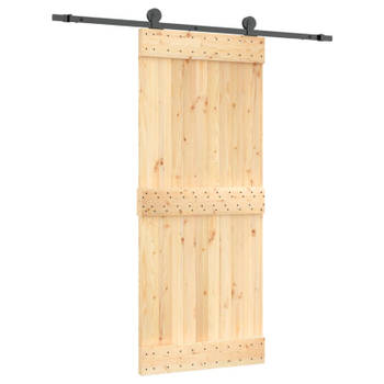 vidaXL Schuifdeur met beslag 85x210 cm massief grenenhout