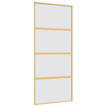 vidaXL Schuifdeur 90x205 cm mat ESG-glas en aluminium goudkleurig