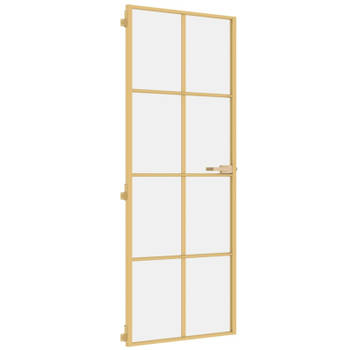 vidaXL Binnendeur smal 76x201,5 cm gehard glas en aluminium goudkleur