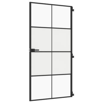 vidaXL Binnendeur smal 102,5x201,5 cm gehard glas en aluminium zwart