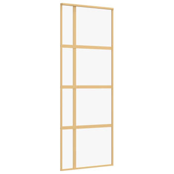 vidaXL Schuifdeur 76x205 cm helder ESG-glas en aluminium goudkleurig