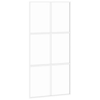 vidaXL Schuifdeur 102,5x205 cm gehard glas en aluminium wit