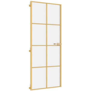 vidaXL Binnendeur smal 83x201,5 cm gehard glas en aluminium goudkleur