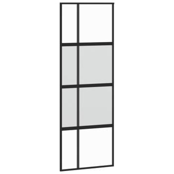 vidaXL Schuifdeur 76x205 cm gehard glas en aluminium zwart