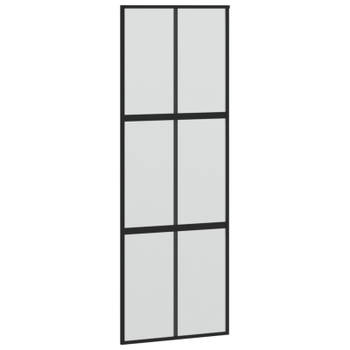 vidaXL Schuifdeur 90x205 cm gehard glas en aluminium zwart