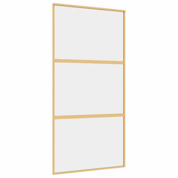 vidaXL Schuifdeur 102,5x205 cm helder ESG-glas en aluminium goudkleur