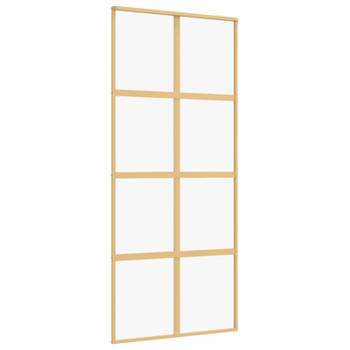 vidaXL Schuifdeur 90x205 cm helder ESG-glas en aluminium goudkleurig