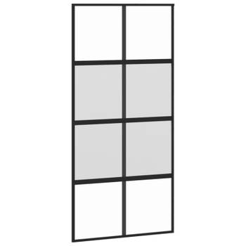 vidaXL Schuifdeur 102,5x205 cm gehard glas en aluminium zwart