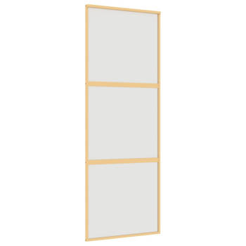 vidaXL Schuifdeur 76x205 cm mat ESG-glas en aluminium goudkleurig