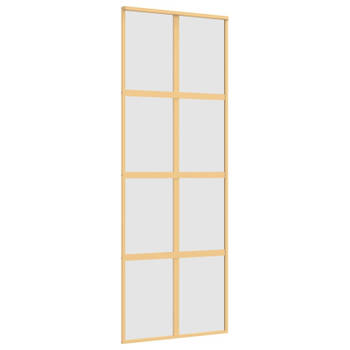 vidaXL Schuifdeur 76x205 cm mat ESG-glas en aluminium goudkleurig